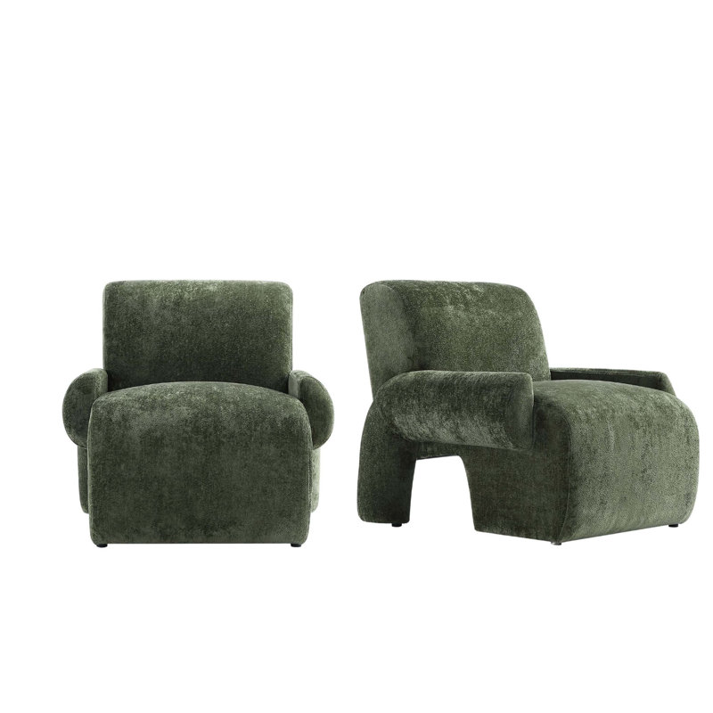 Chaise d'appoint Verandah Mid-Century, Chenille vert olive Rosaleena