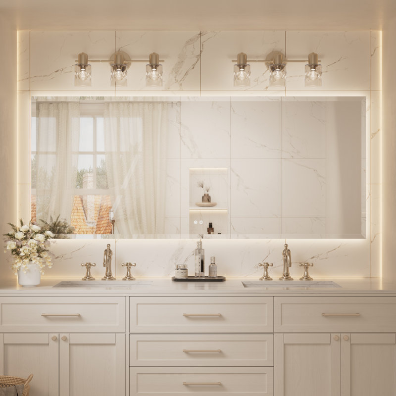 Beveled LED Backlit Bathroom Vanity Mirror, 36" x 84"