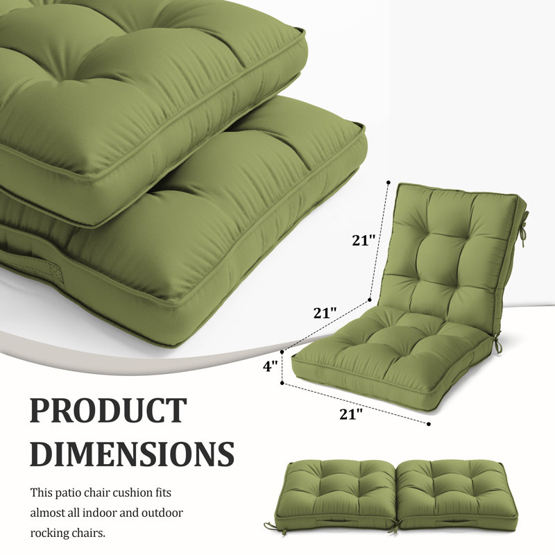 Outdoor/Indoor Seat / Back Cushion, Light Green, 20" W x 39" D