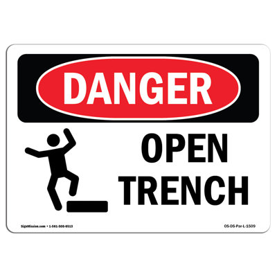 Open Trench Aluminum Sign 12 x 18