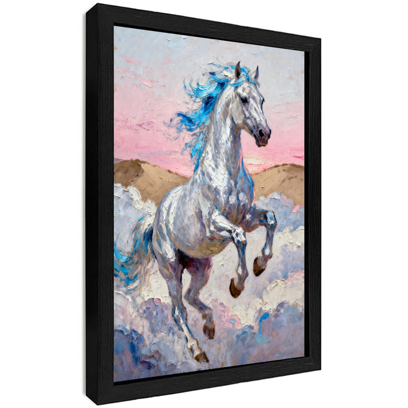 Art encadré noir, un magnifique cheval onirique, impressions de style rétro, H 25 po x l 17 po