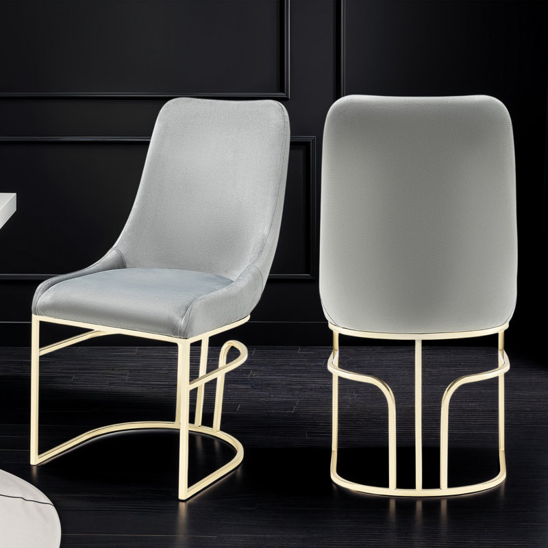 Chaises de salle à manger rembourrées Zular, Gris, Or