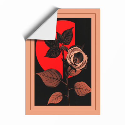 Rose In Crimson Light Art Deco - Print
