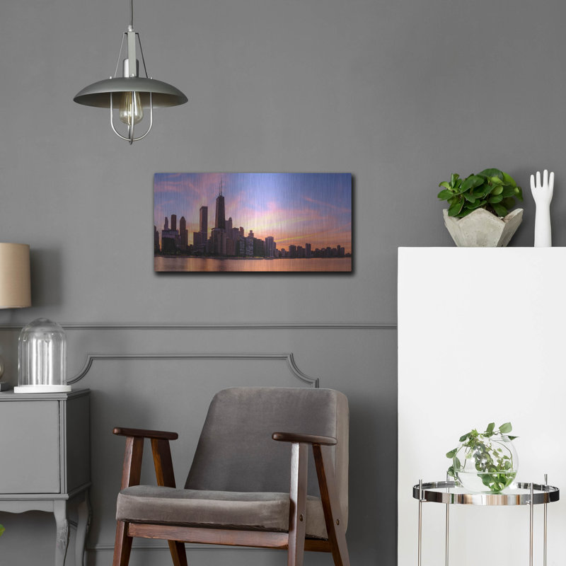 «Chicago Burning Amber Sunset» par AKG, H 12 po x l 24 po