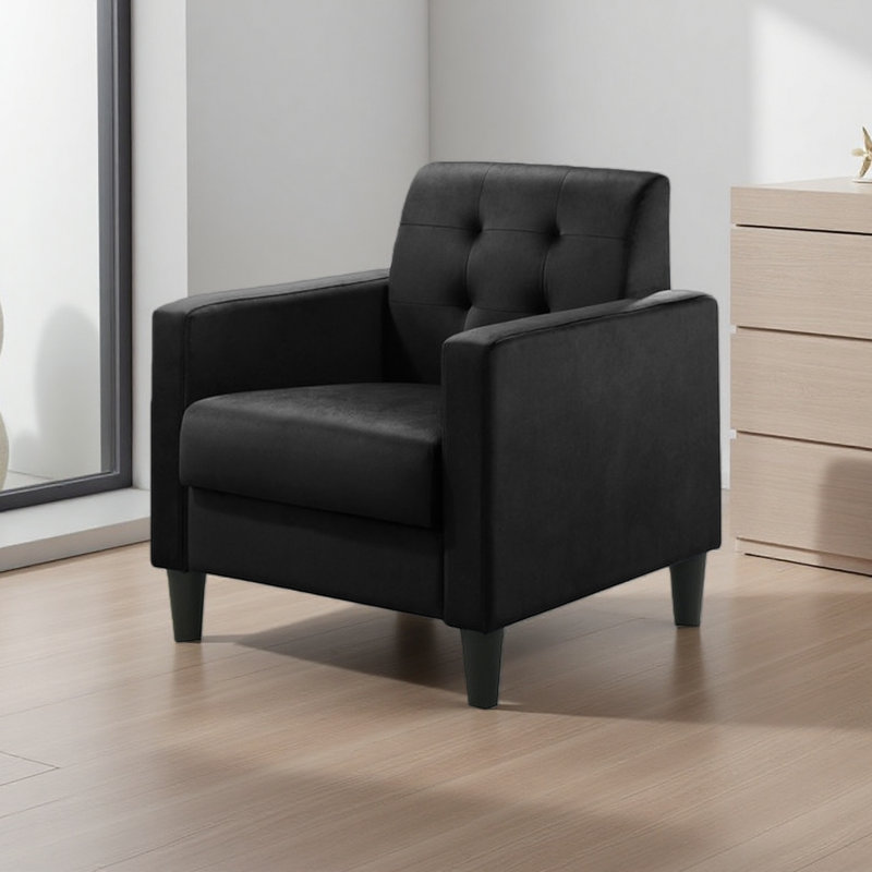 Fauteuil d'appoint en velours capitonné, Noir