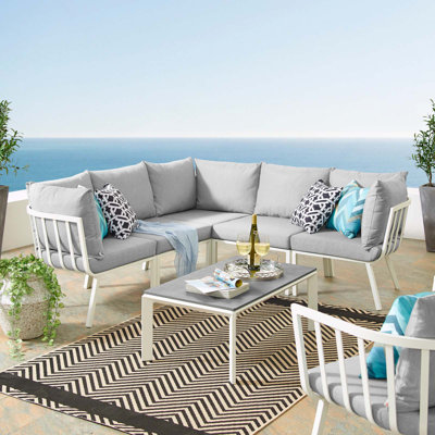 Ensemble de patio extérieur en aluminium 6 pièces Riverside par Modway