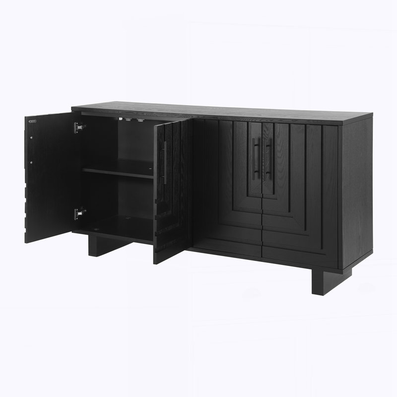 Armoire de rangement avec 4 portes, Noir