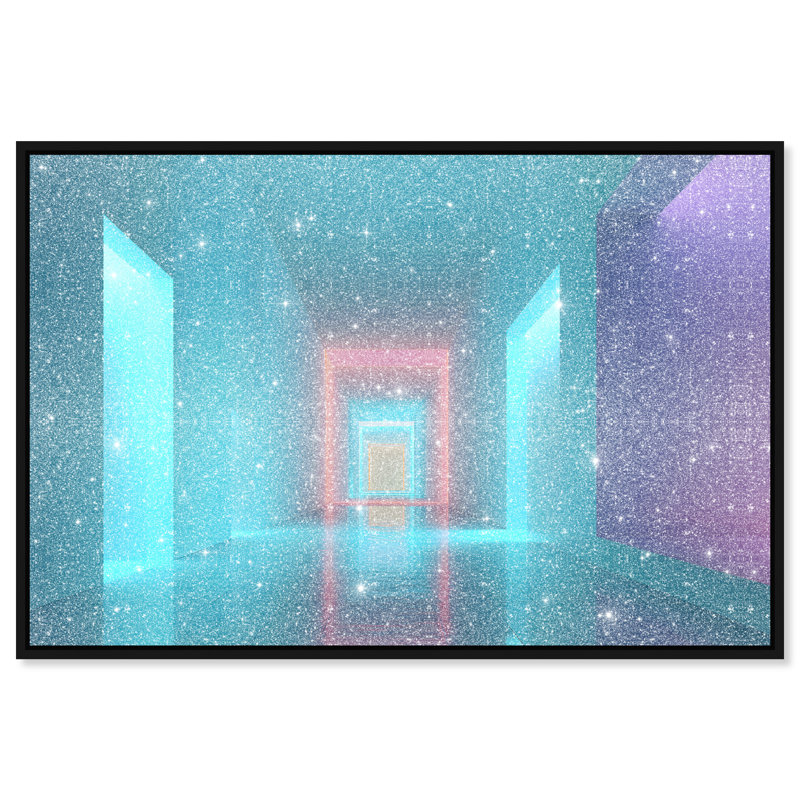 Cerulean Corridor III Abstract Canvas Print by Oliver Gal, Black Frame, 15 x 10, 30"H x 20"W, Black Floater Frame
