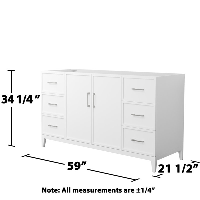 Elan 59'' W Single Bathroom Vanity Base, White/Brushed Nickel