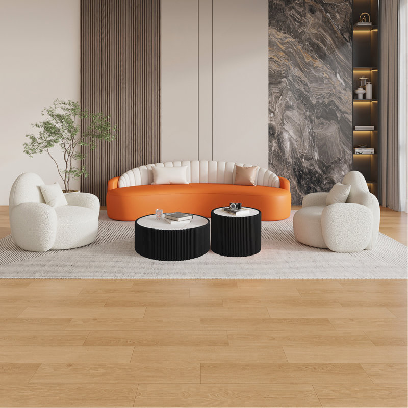 Table de canapé moderne en cuir fritté léger, Noir