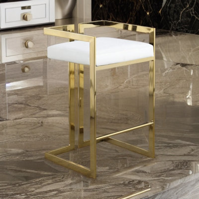 Upholstered Counter Stool with Metal Frame