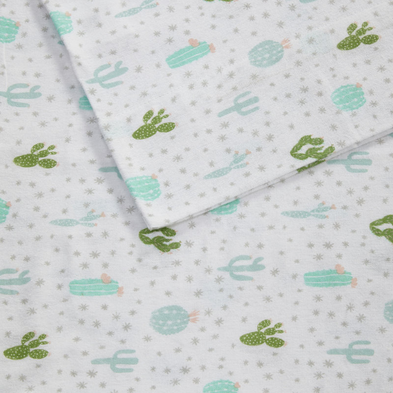 Gray Sloth Print Twin Cotton Flannel Sheet Set
