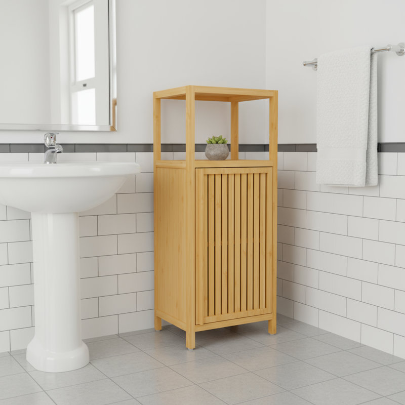 Armoire de rangement de grande capacité à porte simple de couleur naturelle, avec 1 tablette intégrée pratique, qui s'adapte de manière polyvalente à plusieurs décors, équilibrant le rangement et l'esthétique