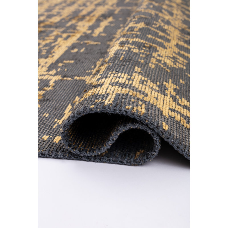Rapture Black/Yellow Abstract Luxury Area Rug, Rectangle 7'10" x 11'2"