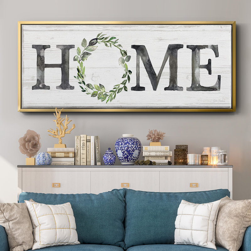 Gray Home Wreath- Framed Canvas
