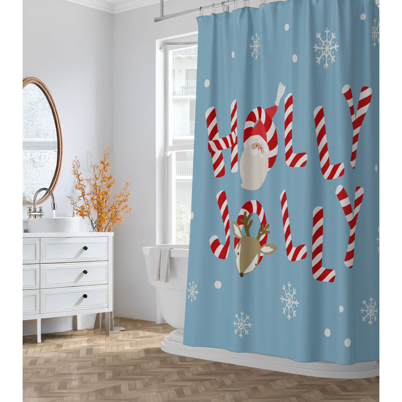 Rideau de douche Holly Jolly, Bleu