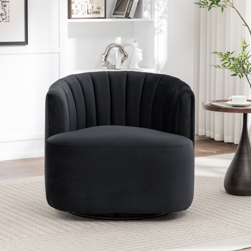 Fauteuil demi-tonneau pivotant Stanford, Noir