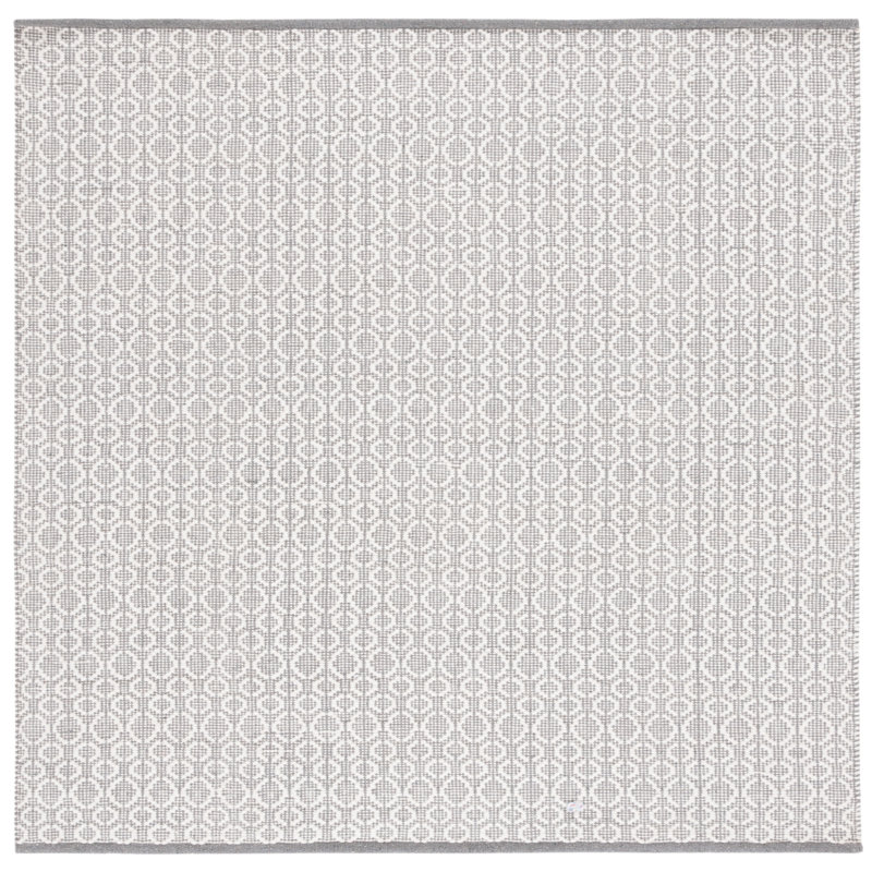 Nickholas Flat Weave Wool/Cotton Geometric Rug in Ivory/Gray, Square 6'