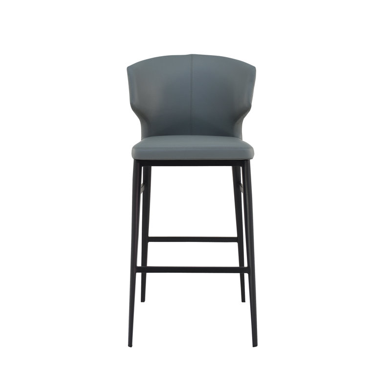 Delaney Upholstered Stool with Metal Frame, Counter Stool (26" Seat Height), Dark Gray