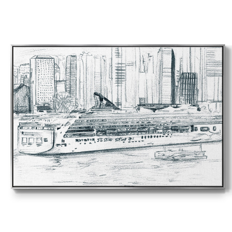 Ferrybatres II, reproduction d'art sur toile, H 25 po x l 37 po x P 2 po, Argent