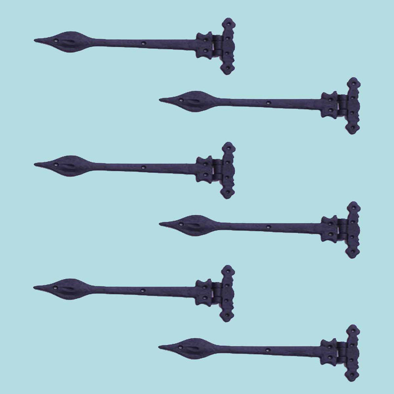 9" Black Wrought Iron Spear Tip Strap Hinge