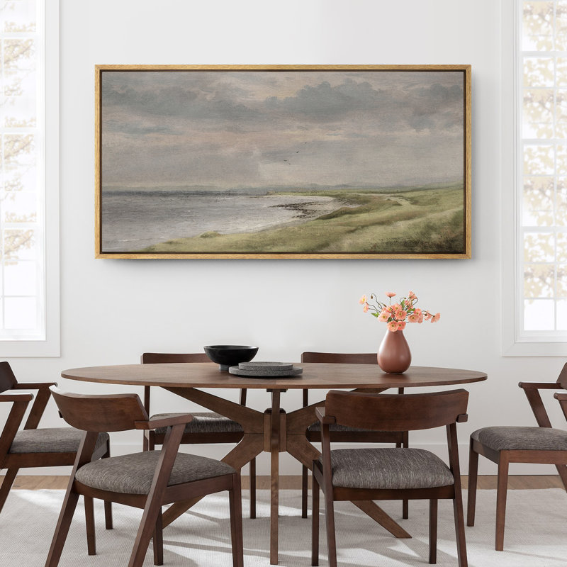 «French Country Rustic Landscape», impression sur toile surdimensionnée encadrée, H 30 po x l 60 po, Naturel