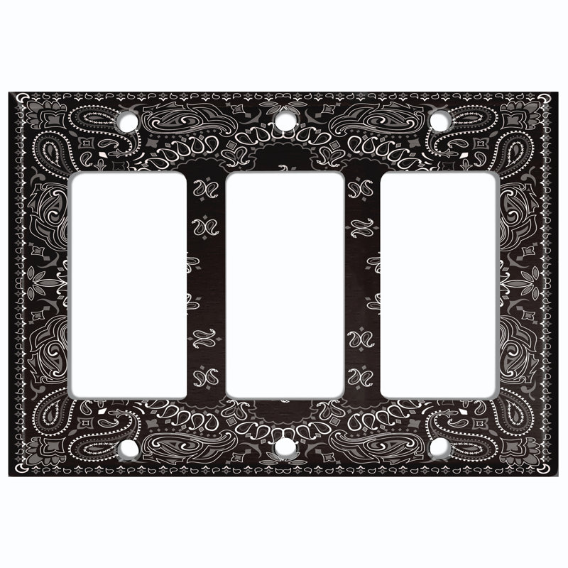 Patterned 3 - Gang Toggle Light Switch Standard Wall Plate, Black