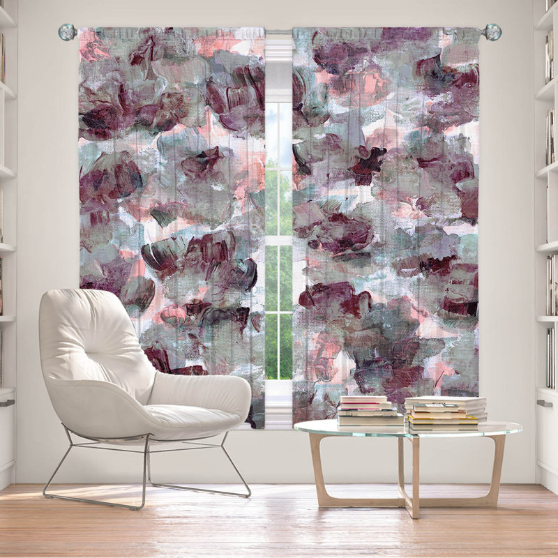 Rideau en polyester, L 40 po x L 82 po, Gris / noir / rose
