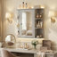 Armoire de rangement de salle de bain avec miroir, armoire à pharmacie avec tablette en bois réglable et portes, armoires de rangement montées avec 6 tablettes ouvertes, gris-1227745065