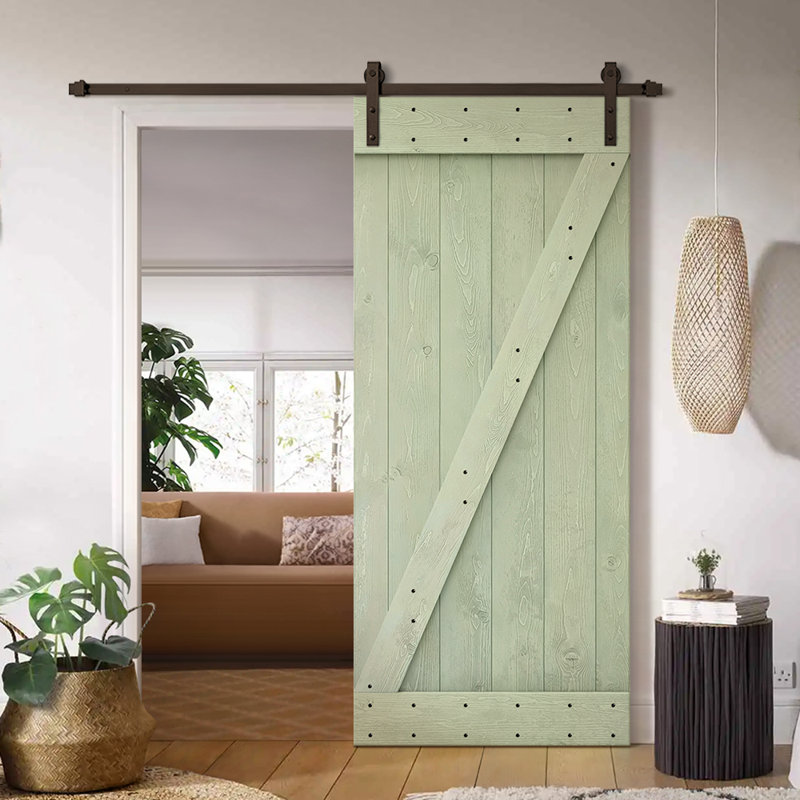 Porte de grange à panneaux K Series, Noir mat, Vert jungle, 36 po x 84 po