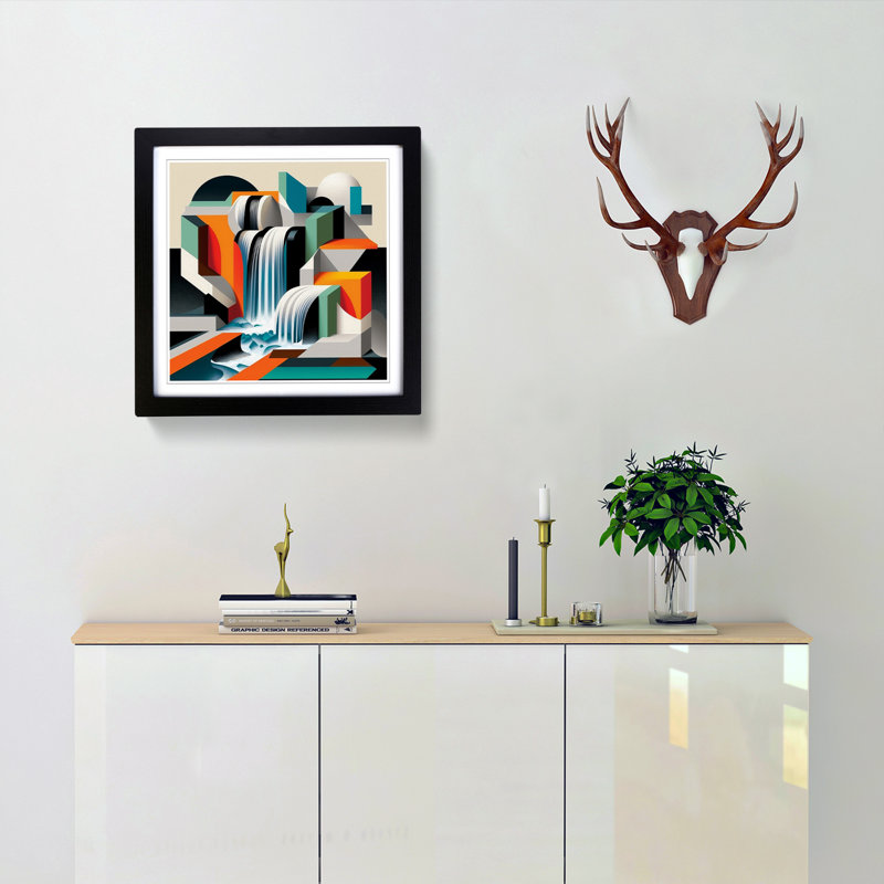 Waterfall Constructivism - Framed Print, Black