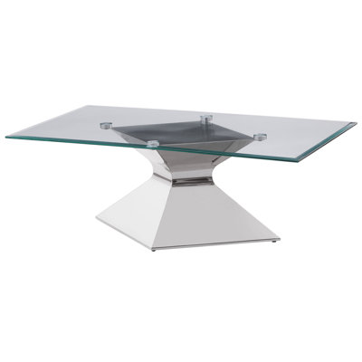 Table basse en acier inoxydable avec plateau en verre Jakorian