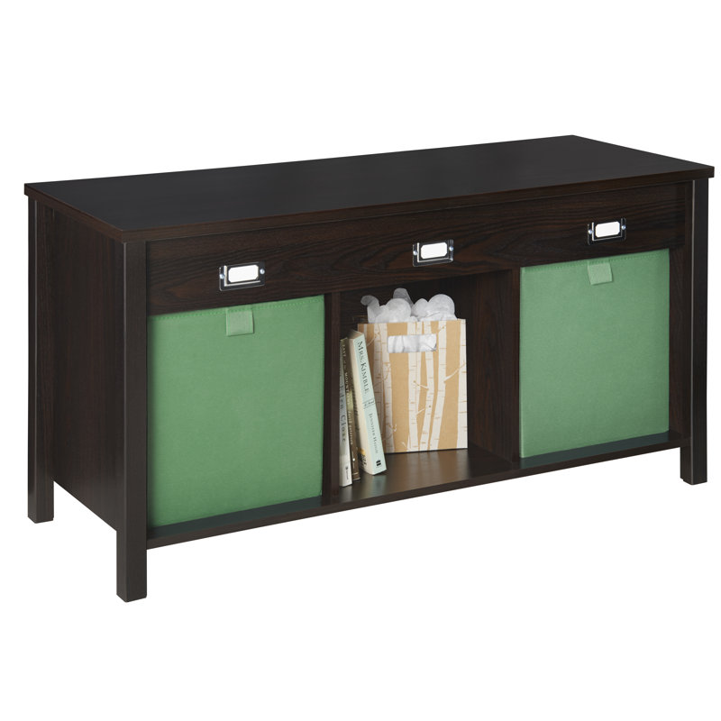 Premium Cubes Cubby Storage Bench, Black Walnut