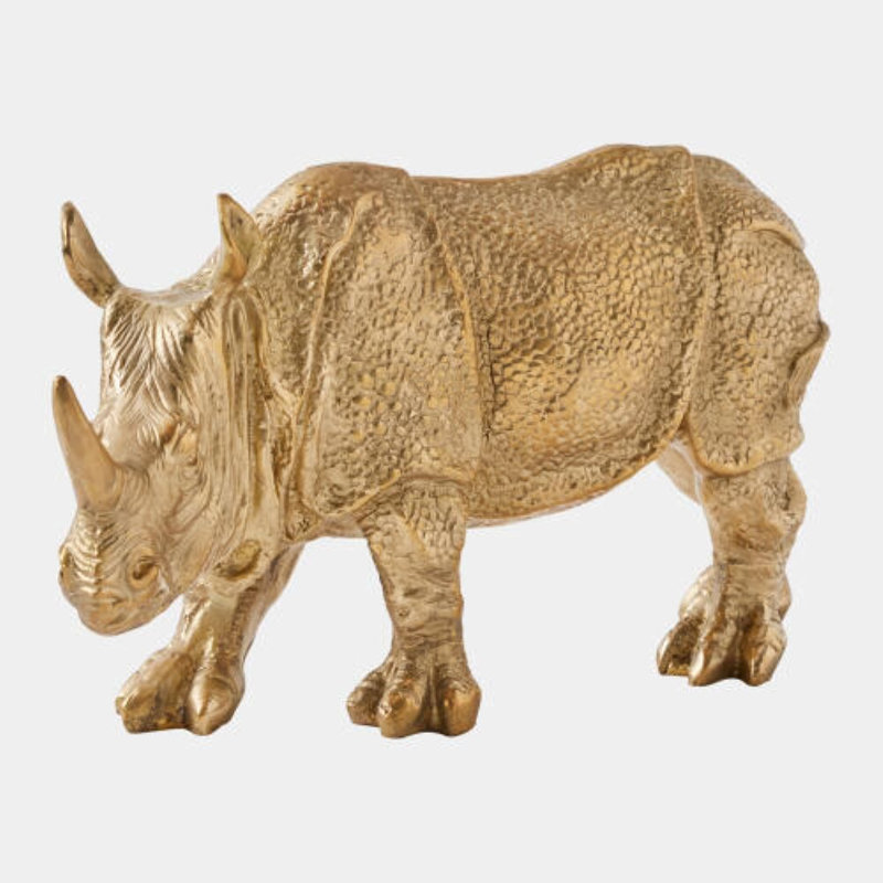 Sculpture en laiton Rhino H 6 po x l 4 po x P 13 po