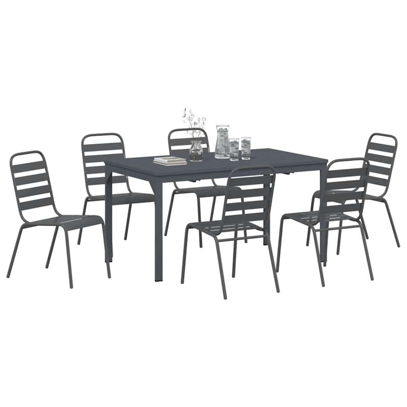 Patio Dining Set with, 6, 7, 74 cm H x 180 cm W x 80 cm D