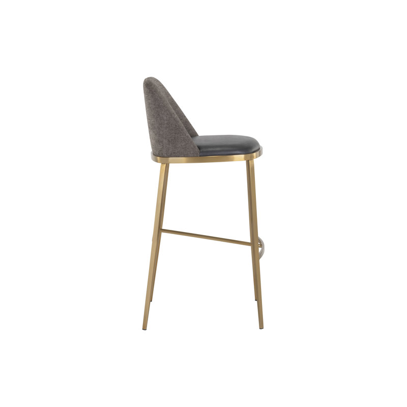 Dover Upholstered Stool with Metal Frame, Gray, Bar Stool (30” Seat Height)