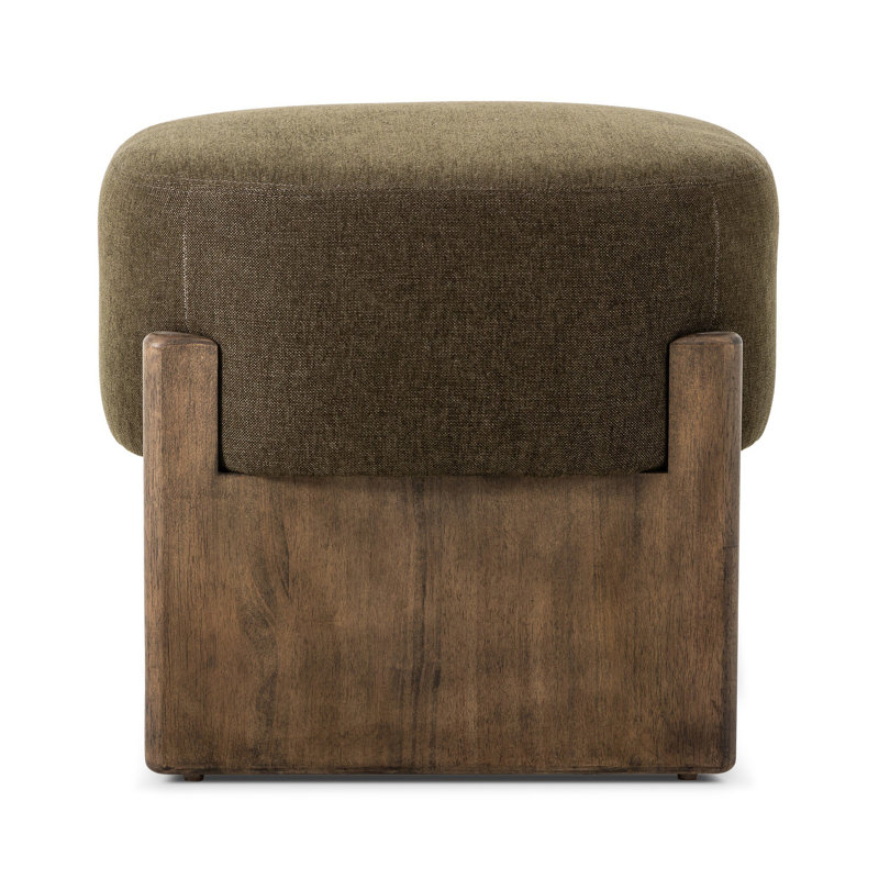 Kirby Accent Stool, Polyester, Sutton Olive, 20.25" H x 22.5" W x 22.5" D