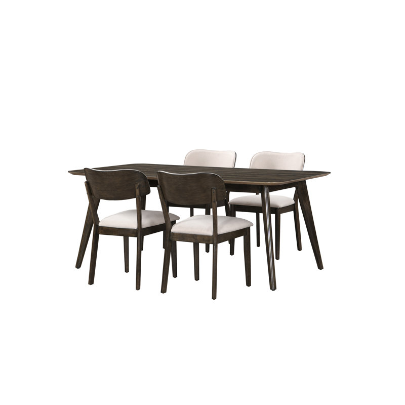 Ensemble de salle à manger en bois Tennyson avec table de salle à manger rectangulaire et chaises à dossier ouvert, noyer