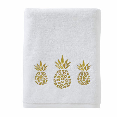 Gilded Pineapple Luxe Bath Towel - White Small