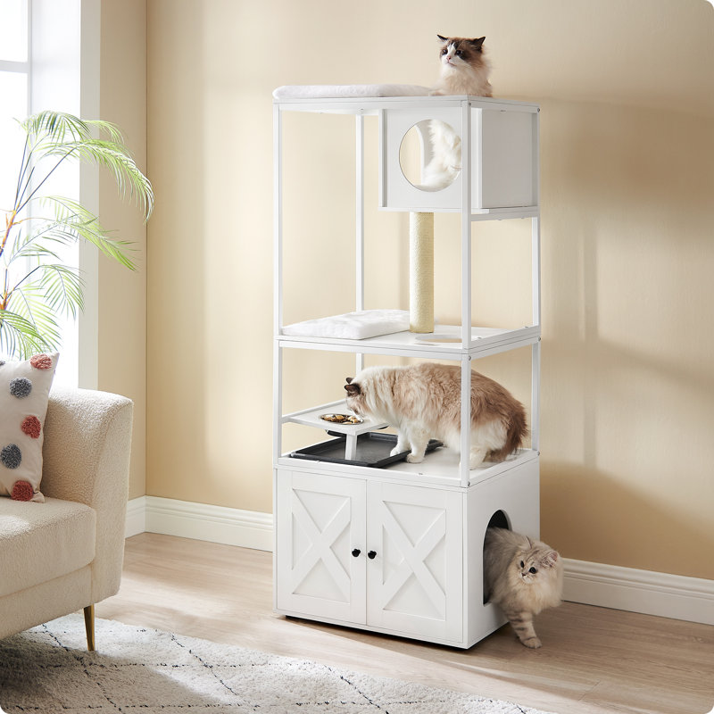 146cm H Cat Tree, Matte White