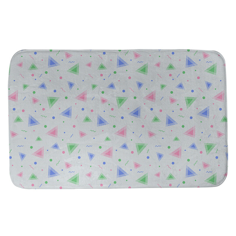 Tapis de salle de bain rétro 90s Leffel, l 21 po x L 34 po, Bleu / Vert