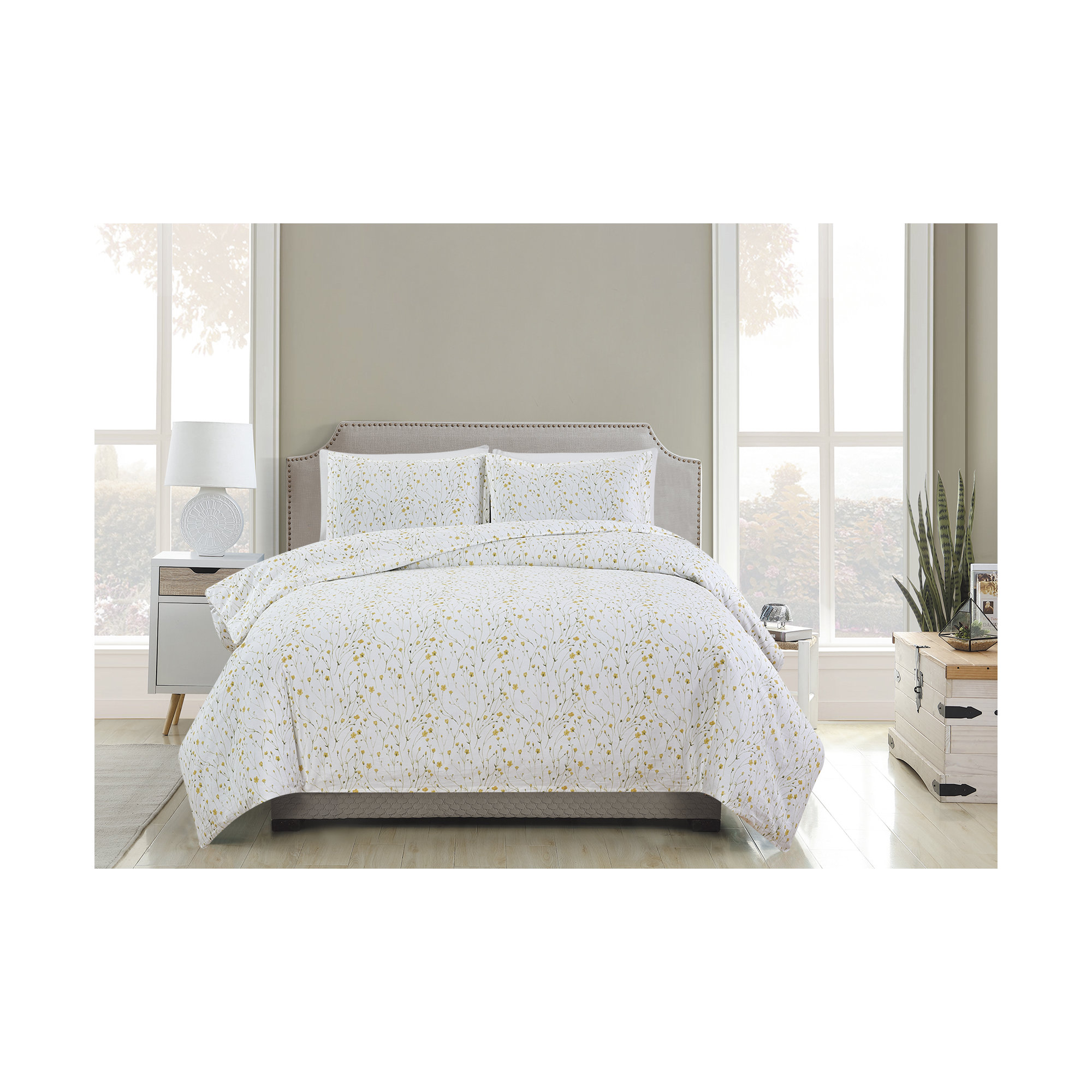 Adline Sateen Bedding Set, King Duvet Cover + 2 King Shams
