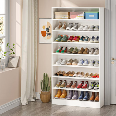 Armoire à chaussures 9 rangées 40 à 45 paires Armoire de rangement pour chaussures autoportante en bois robuste