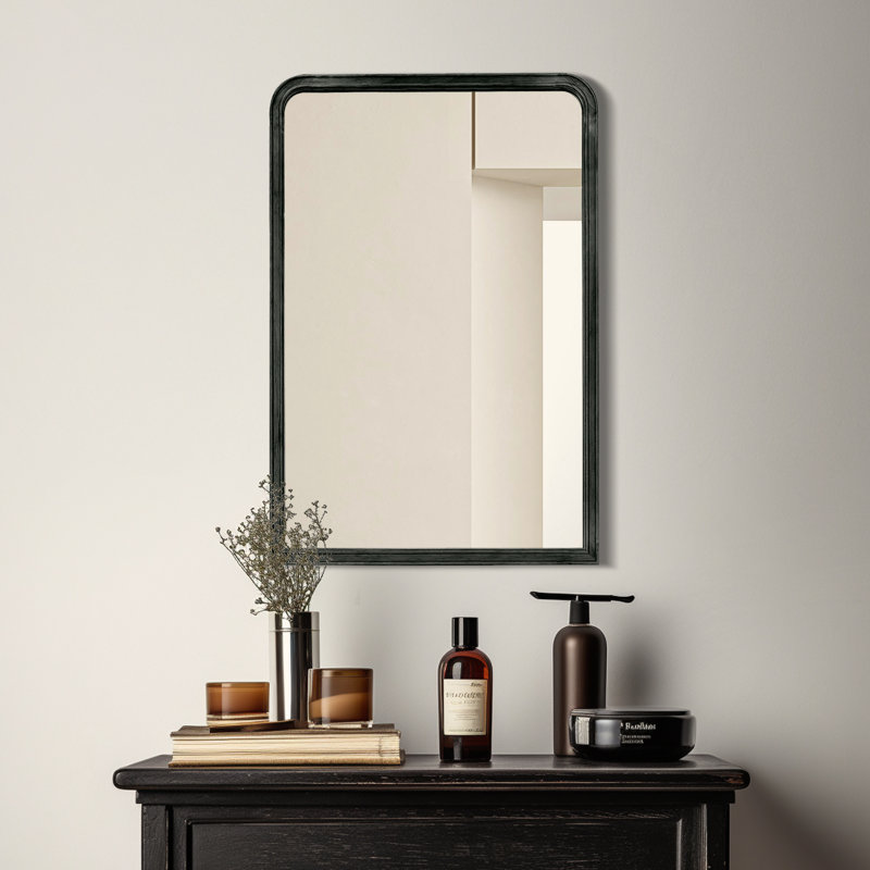 Bathroom/Vanity Wall Mirror with Wood Frame, 30" x 20", Black