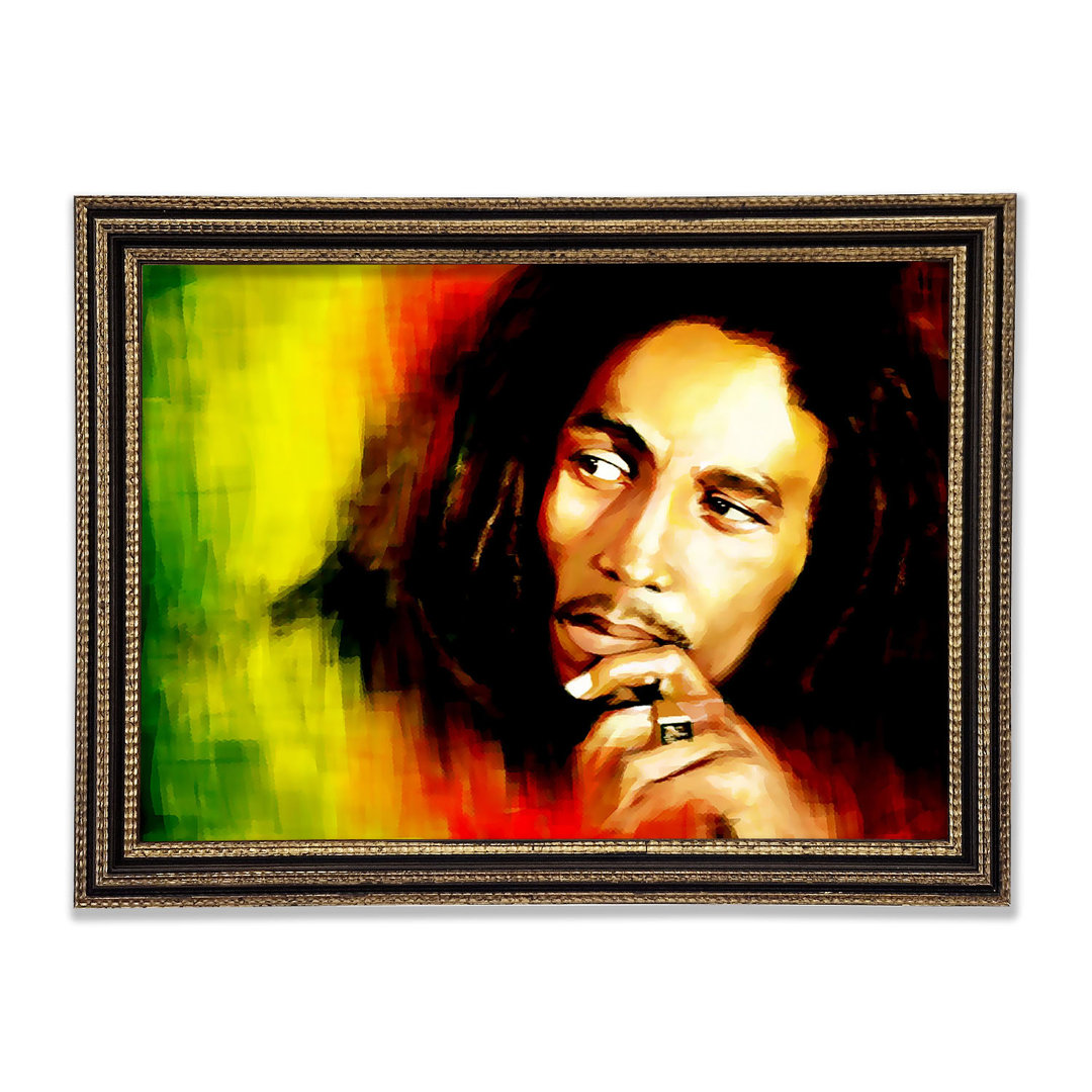 Bob Marley Rot Gelb Grün Gerahmter Druck