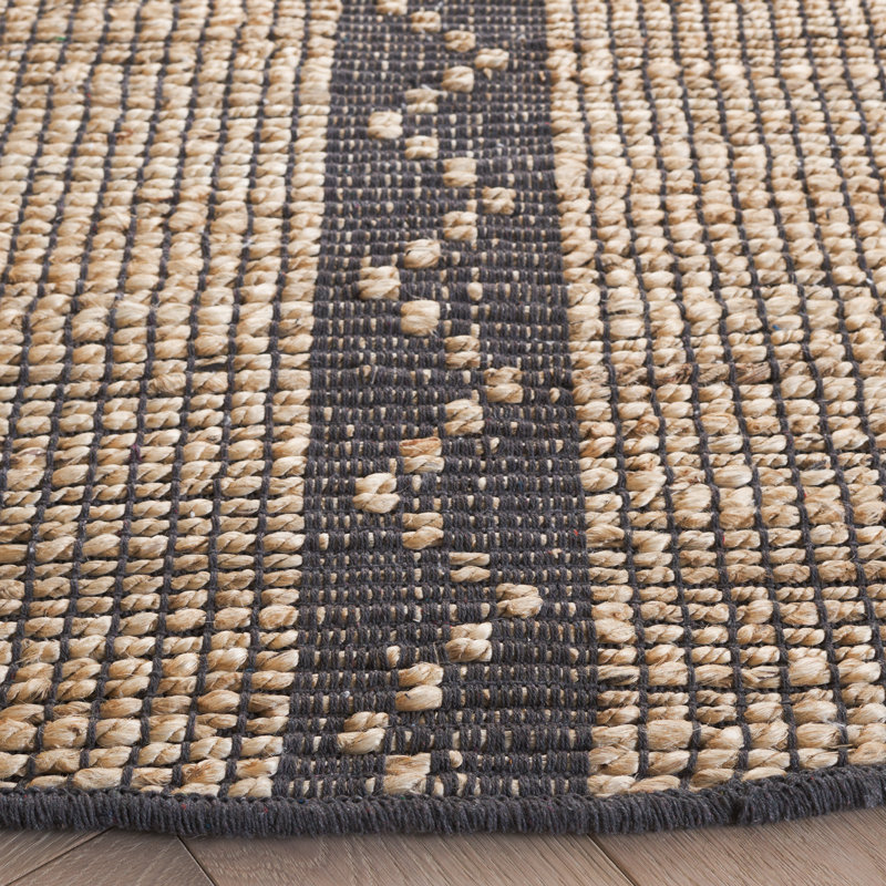 Iyadurai Natural Fiber Flat Weave Jute Pile Southwestern Rug, Round 6'