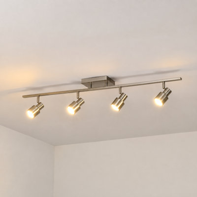 3 ft. 4-Light Matte Black Gimbal Head LED Track Lighting, Bulbs Included, Dimmable