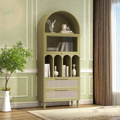 Bibliothèque moderne en bois et rotin simple