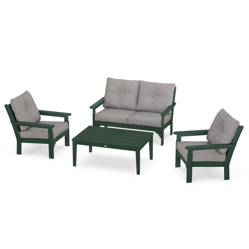 Vineyard 4-Piece Deep Seating Set, Green, Grey Mist