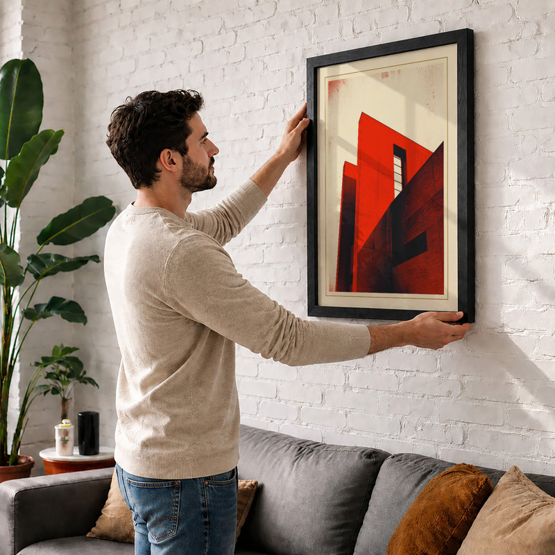 Angular Structures Industrial - Framed Print, A2 - 59.4 x 42.0 cm, Black